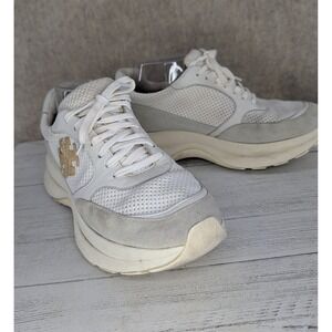 Tory Burch White Leather Suede Logo Sneakers Women's Size 9